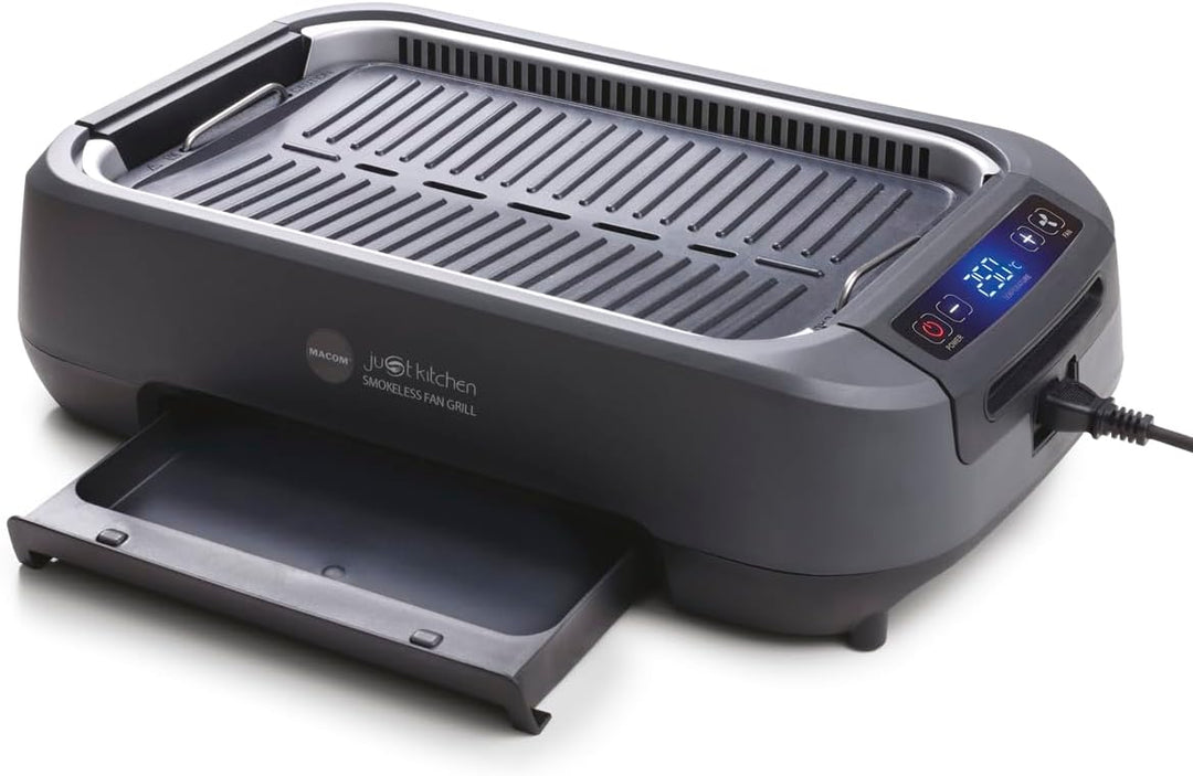MACOM Elektrogrill/Grillplatte mit integrierter Dunstabzugshaube und doppeltem Filtersystem, für den
