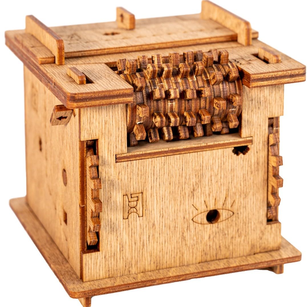 iDventure Cluebox - Schrödingers Katze - Escape Room Spiel - 3D Holzpuzzle - Geldgeschenk Puzzlebox