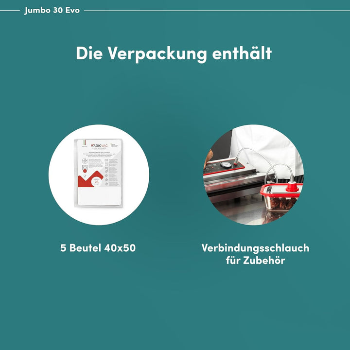Magic Vac, Jumbo 30 Evo, Professionelle Heavy Duty Lebensmittel-Vakuummaschine, Ideal für Vakuumbeut