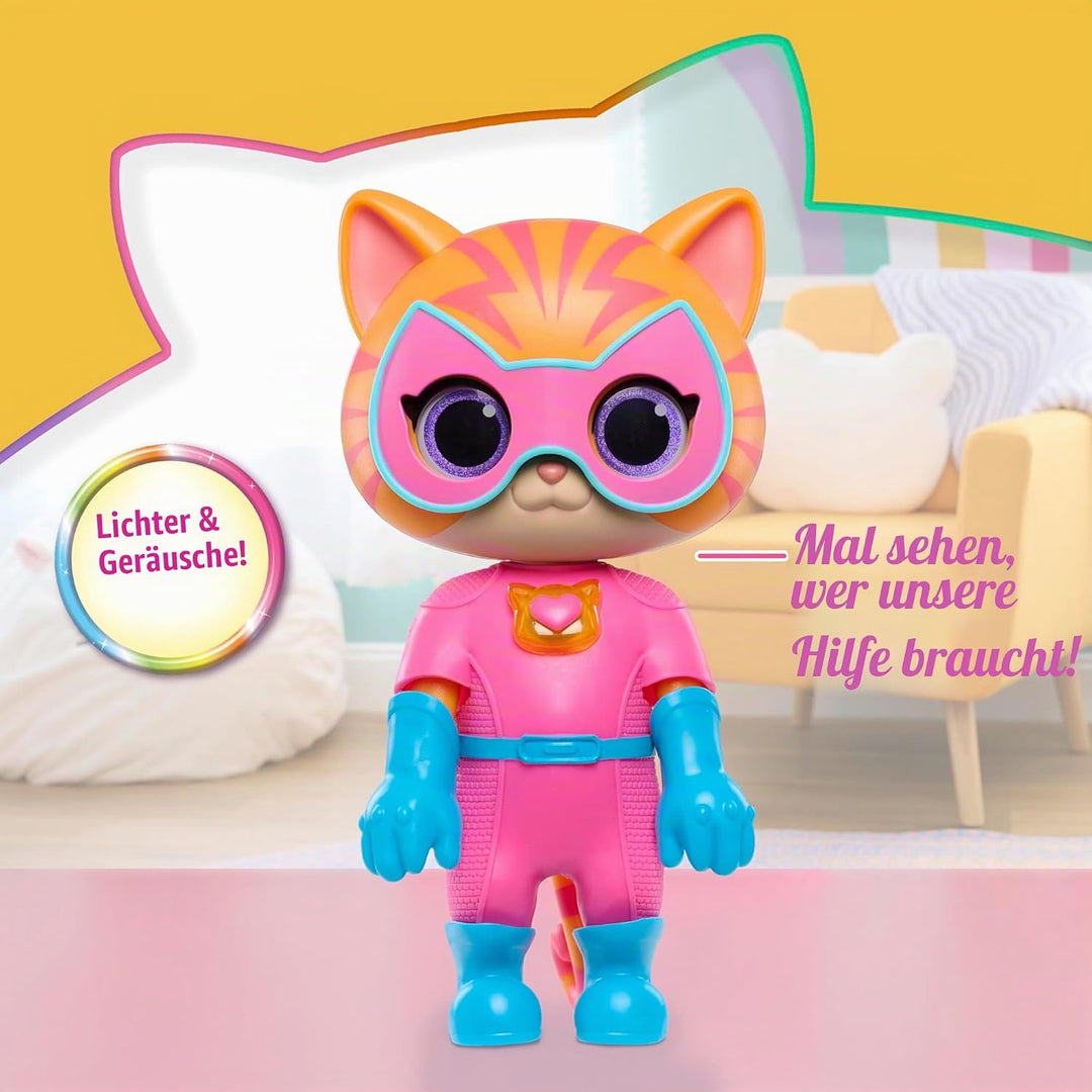 Disney Junior SuperKitties, 20 cm grosse katzenstark verwandelbare Ginny, 9-teilig, Kinderspielzeug