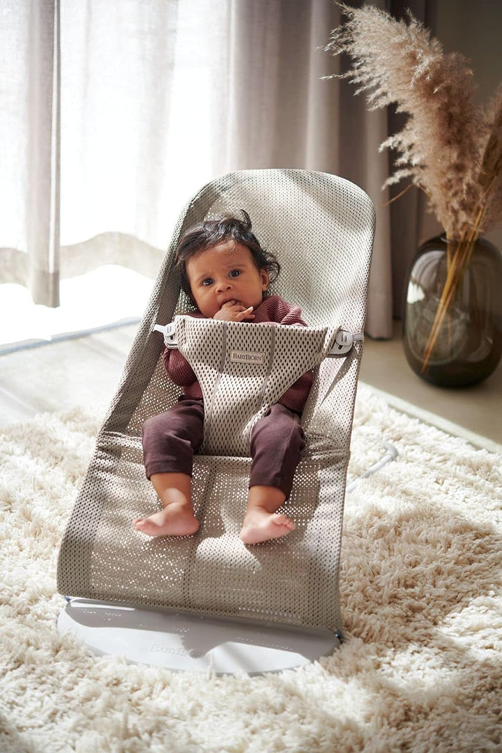 BabyBjörn Babywippe Bliss, Netzstoff, Grau-Beige Grau-Beige Netzstoff, Grau-Beige Netzstoff