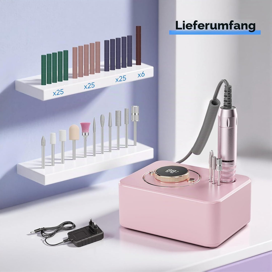 Elektrischer Nagelbohrer Professional,35000RPM Mehrere Zubehör, Nagelbohrmaschine mit 11 Bohrböcken