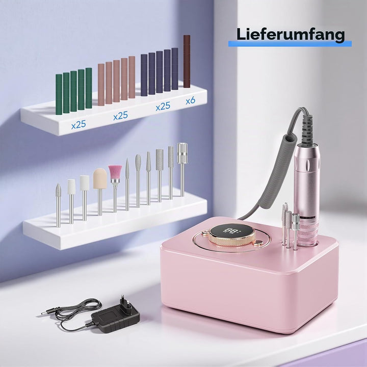 Elektrischer Nagelbohrer Professional,35000RPM Mehrere Zubehör, Nagelbohrmaschine mit 11 Bohrböcken