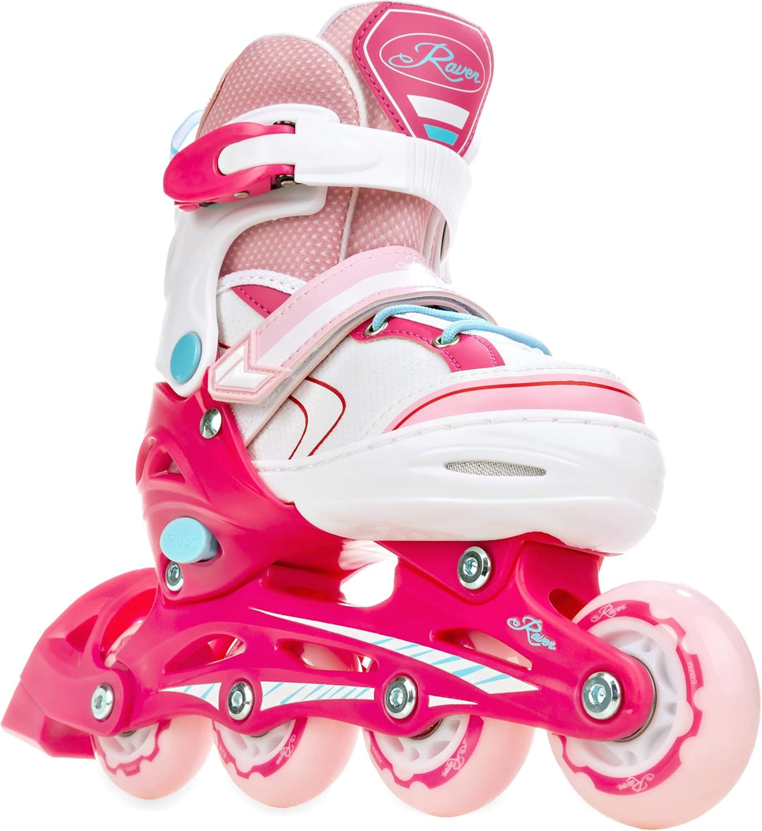 Kinder Inline Skates Inliner Raven Lia verstellbar mit LED Leuchtrad 30-33 (18-20,5cm) Raven Lia Pin