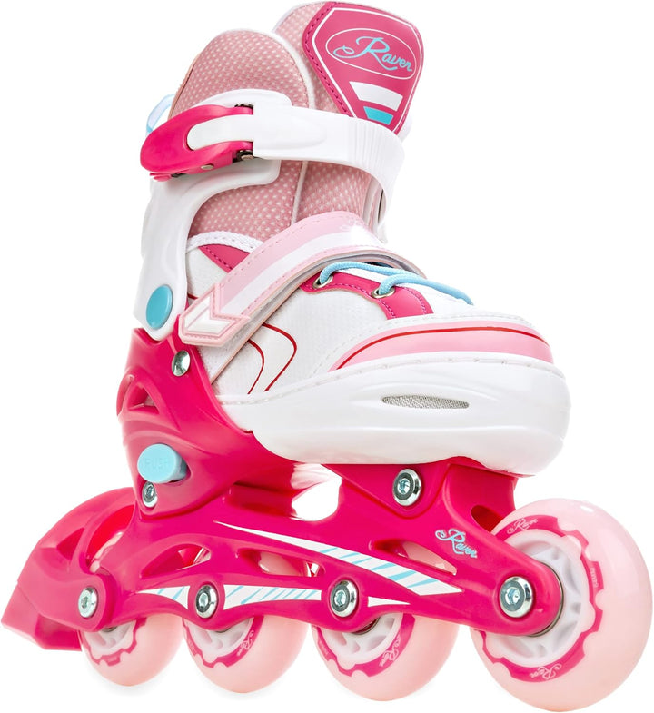 Kinder Inline Skates Inliner Raven Lia verstellbar mit LED Leuchtrad 30-33 (18-20,5cm) Raven Lia Pin