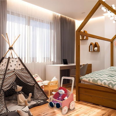 Dida - Puppenwagen aus Holz für Puppen bis zu 50 cm Grösse- Dekoration: Natur Puppensportwagen Natur