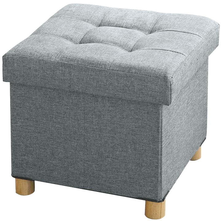 BRIAN & DANY Sitztruhe Sitzhocker Fusshocker mit Stauraum und Deckel mit Holzfüssen, 38 x 38 x 38 cm