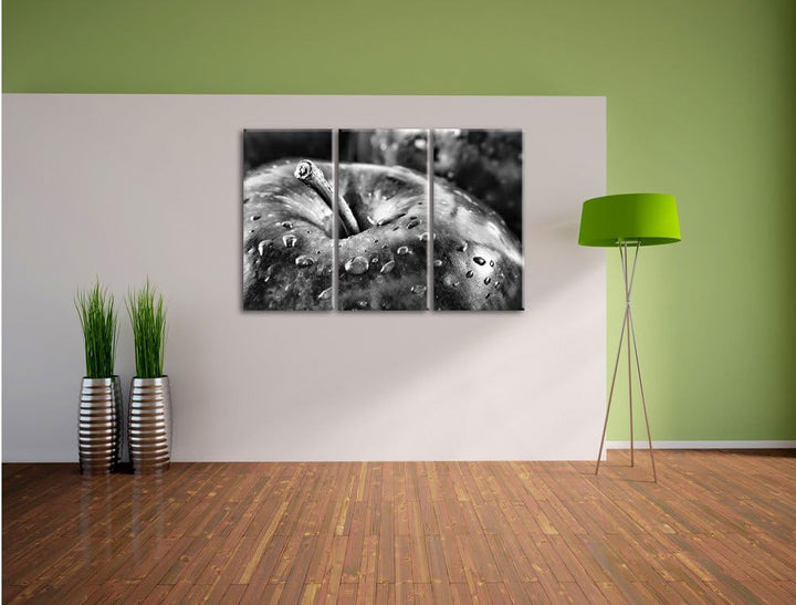 Pixxprint Apfel als Leinwandbild | Grösse: 3 Teilig (120x80) | Wandbild| Kunstdruck | fertig bespann