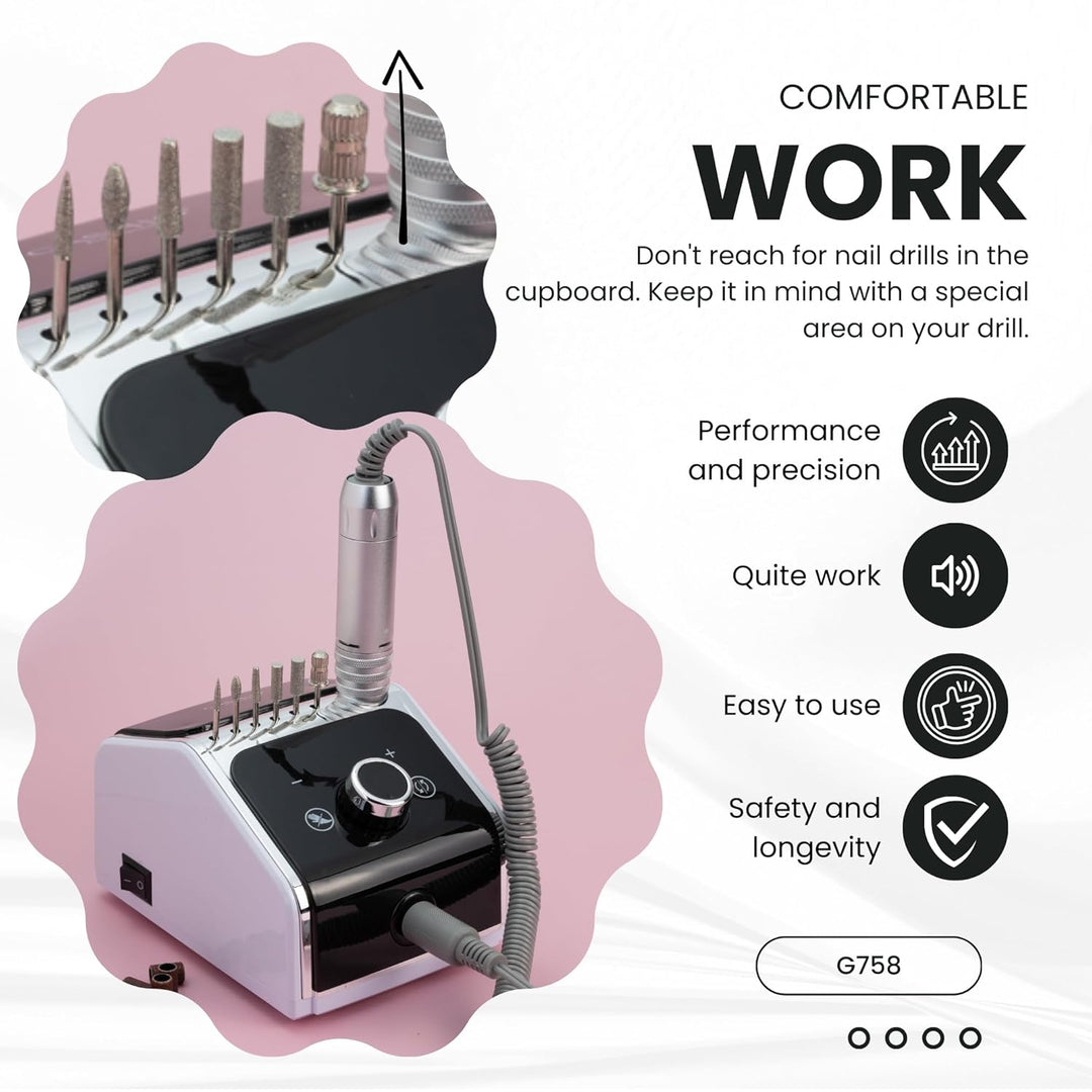 Nagelfräser für Gelnägel | Nail Drill 50W | Elektrische Nagelfeile | Maniküre Pediküre Set Elektrisc