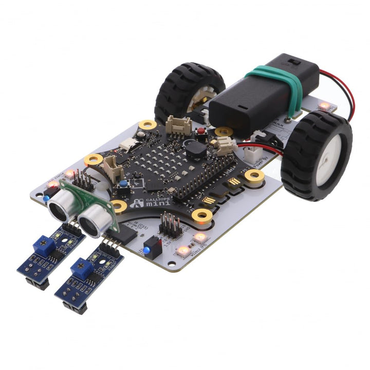 Funduino "Calle - Roboter Chassis kompatibel mit Calliope Mini V3 | Plug & Play, inkl. Sensoren und