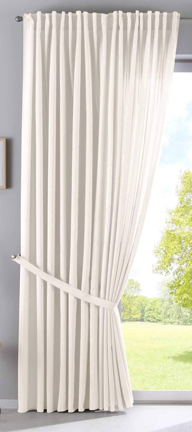 2er Set Vorhänge Verdeckte Schlaufen Cationic »JENA« HxB 250x300 cm Creme Blickdicht Leinen Optik Ga