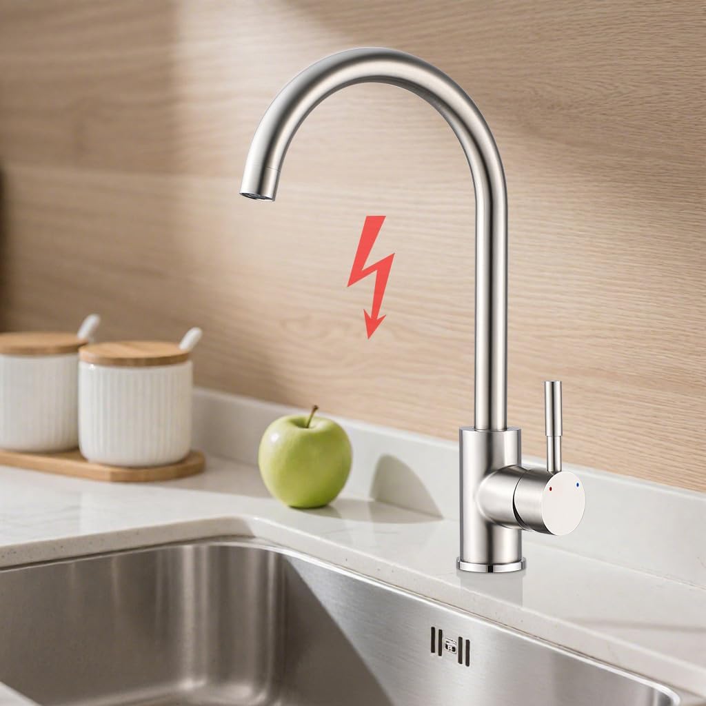 Niederdruckarmatur Küche 360° Drehbar Niederdruck Küchenarmatur aus SUS304 Edelstahl Küche Spültisch