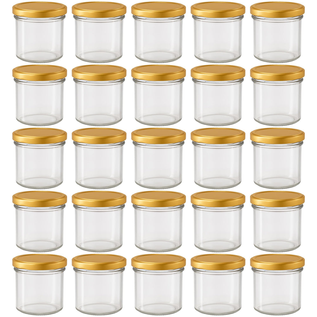 Vitrea 25x Marmeladengläser 125 ml - mit Deckel Gold TO 66 - Einmachgläser zum befüllen mit Schraubd
