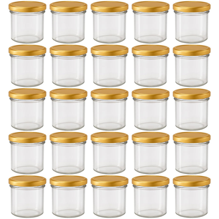 Vitrea 25x Marmeladengläser 125 ml - mit Deckel Gold TO 66 - Einmachgläser zum befüllen mit Schraubd