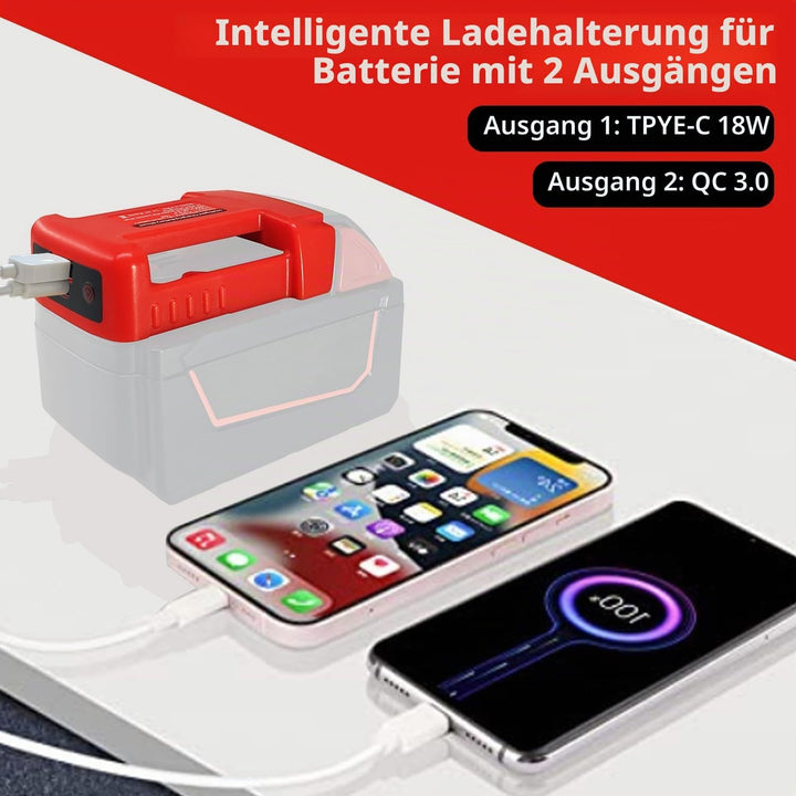 TPDL 2 Pack USB Ladegerät Adapter für Milwaukee M18 18V Akku, mit Typ-C PD 18W Schnellladeanschluss