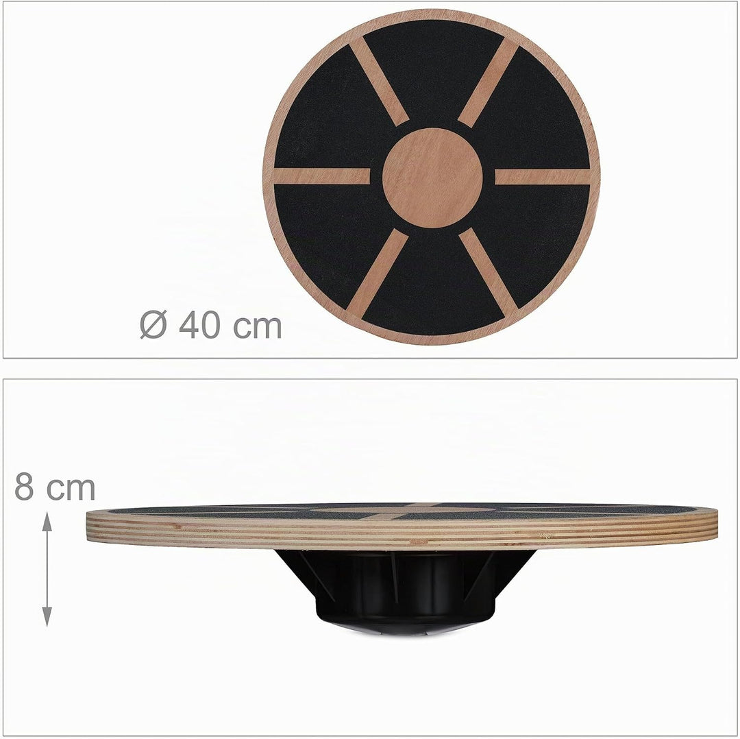 Relaxdays Wooden Balance Board 8 x 40 cm Natur/Schwarz, 8 x 40 cm Natur/Schwarz