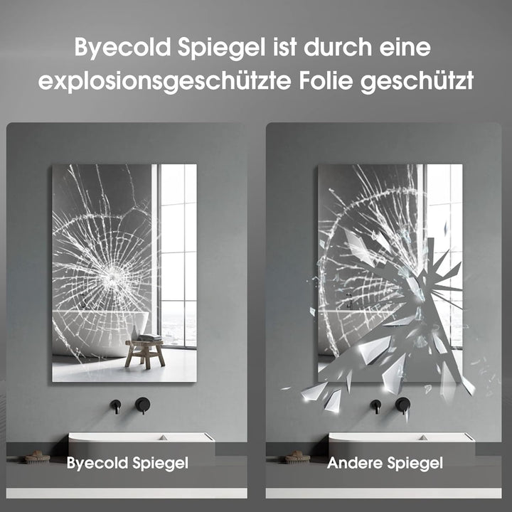 byecold Badspiegel mit LED Beleuchtung 100x60CM, Badezimmerspiegel Antibeschlag, Bad Spiegel Wandspi