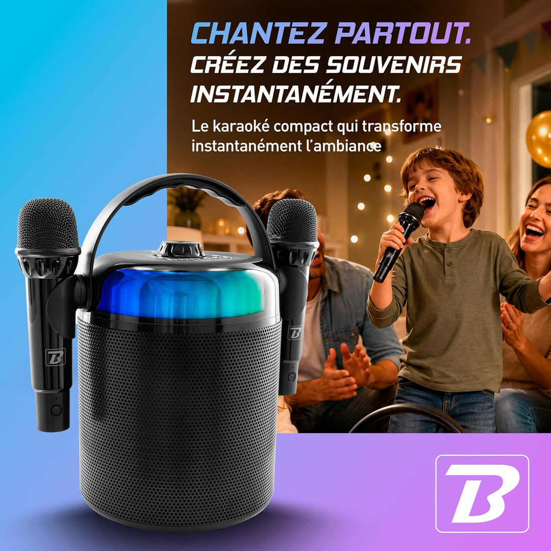BoomTone DJ Star Voice Tragbarer Karaoke-Lautsprecher mit LED, Bluetooth, Stimmwechsler, Lieferung m