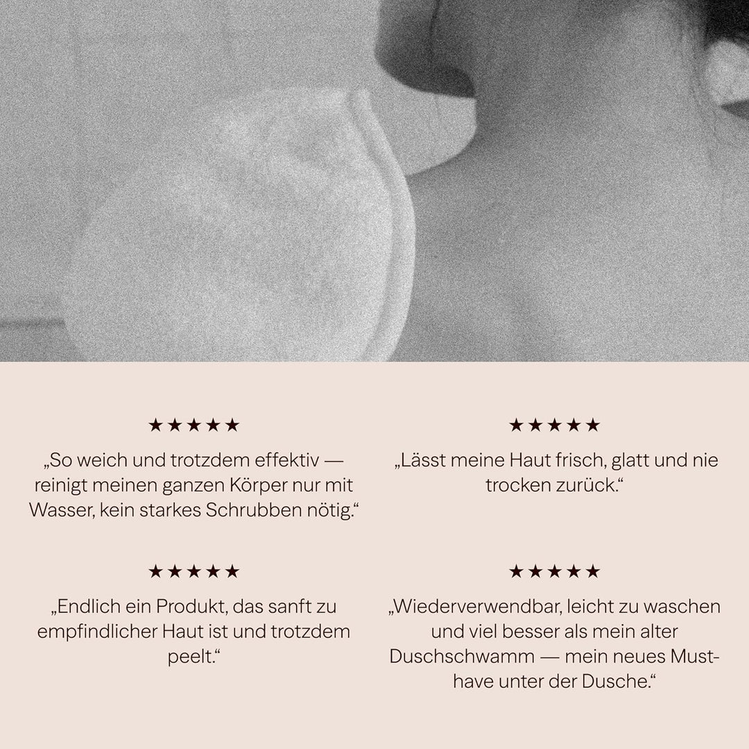Waschies doppelseitige Waschhandschuhe – 2er-Set Beige/Weiss – sanftes Peeling & porentiefe Ganzkörp