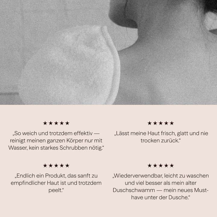 Waschies doppelseitige Waschhandschuhe – 2er-Set Beige/Weiss – sanftes Peeling & porentiefe Ganzkörp