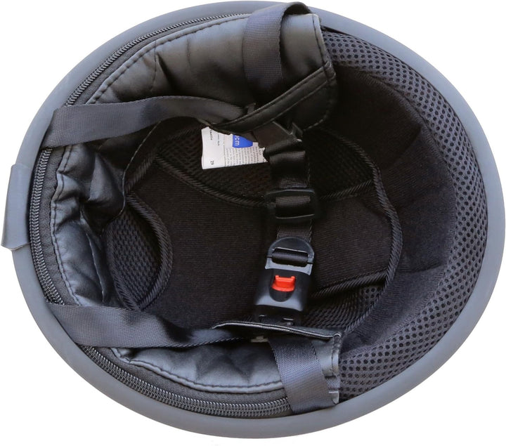 Oldtimer Motorradhelm mit Brille Grösse: XS 53/54cm, Schwarz matt XS 53/54cm Schwarz matt, XS 53/54c