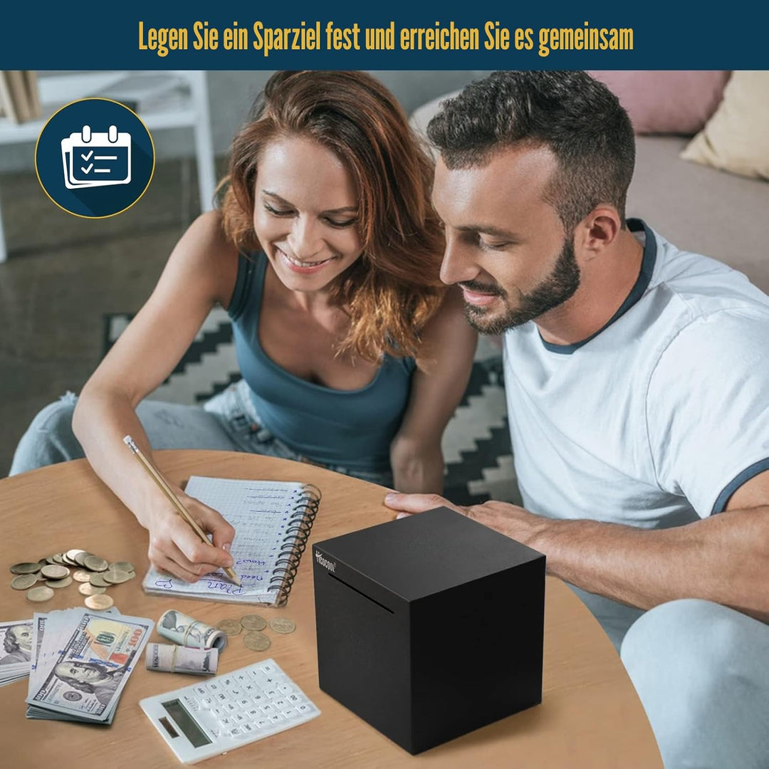 Erwachsene Spardose Edelstahl Safe Sparbüchsen für Erwachsene Einsparungen Echte Spardose (12cm) Sch