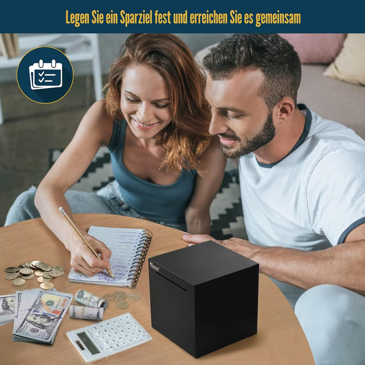 Erwachsene Spardose Edelstahl Safe Sparbüchsen für Erwachsene Einsparungen Echte Spardose (12cm) Sch