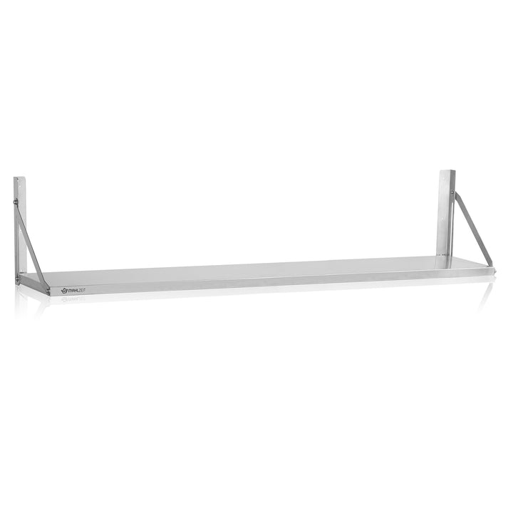 Mahlzeit Edelstahl Wandregal | 150 x 30 cm | Hängeregal, Klappbar | Silber | Ablage Edelstahl Regal
