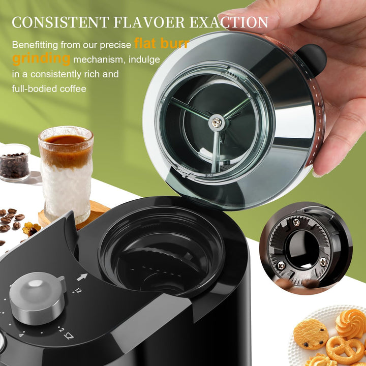 Wancle Elektrische Kaffeemühle - Einstellbarer scheibenmahlwerk kaffeemühle für Kaffeebohnen mit 28