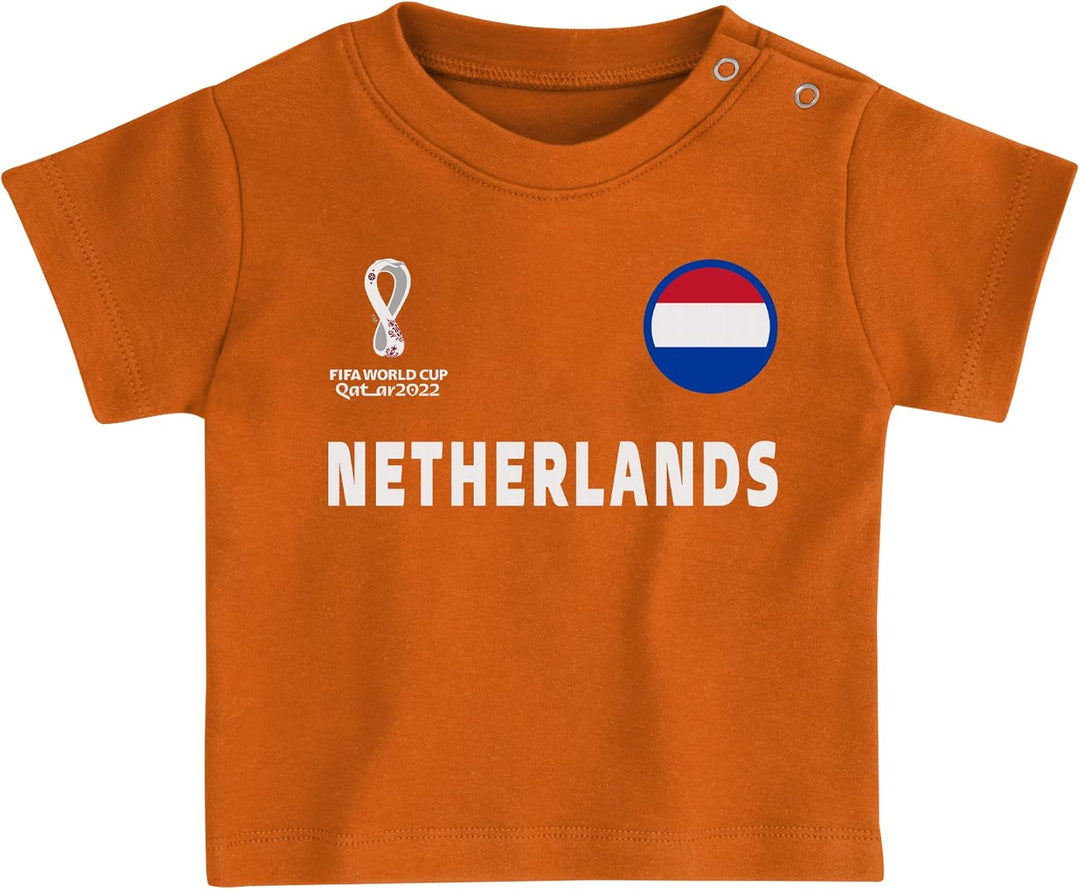 FIFA Unisex Kinder Offizielles World Cup 2022 Tee & Short Set – Niederlande – Zuhause Country Tee &