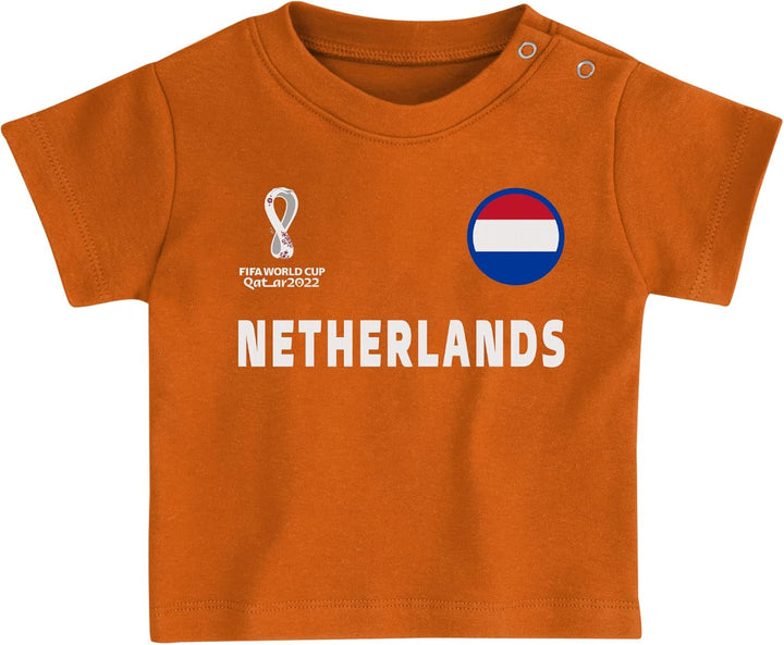 FIFA Unisex Kinder Offizielles World Cup 2022 Tee & Short Set – Niederlande – Zuhause Country Tee &