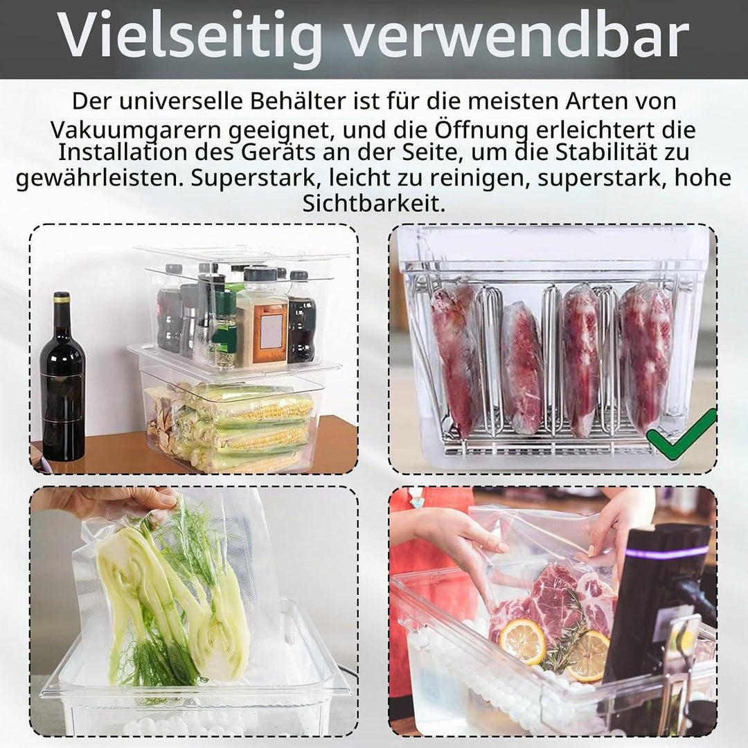 Sous Vide Behälter, 11 L 32,5x26,5x20cm Sous Vide Container mit Deckel und Rack Gastronormbehälter F