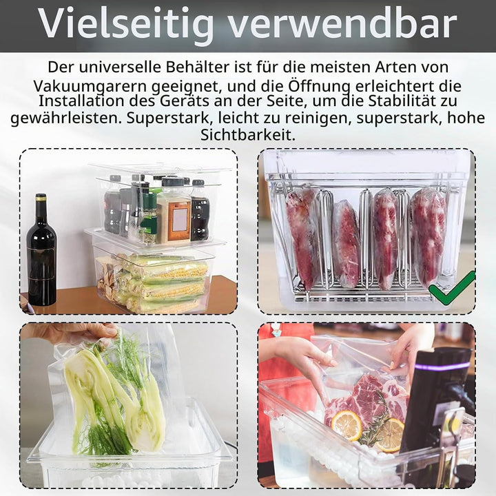 Sous Vide Behälter, 11 L 32,5x26,5x20cm Sous Vide Container mit Deckel und Rack Gastronormbehälter F