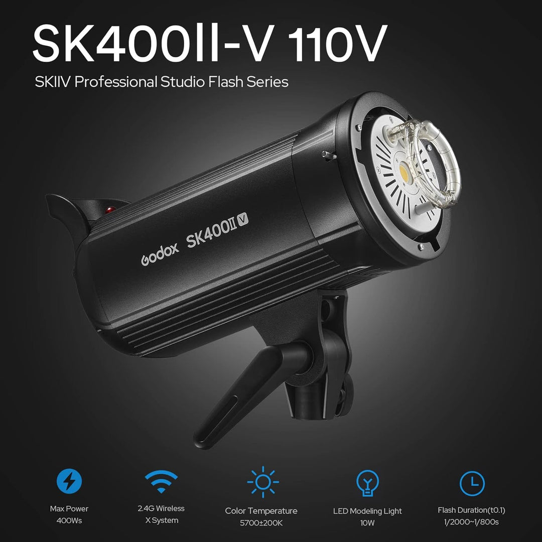 GODOX SK400II-V 400Ws 5600K Bowens Mount Fotostudio-Stroboskoplicht, Eingebautes 2.4G Wireless X Sys