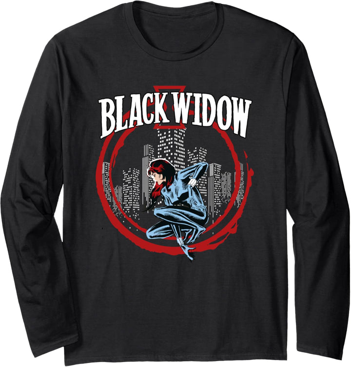 Marvel Black Widow Red Circle Adult Langarmshirt