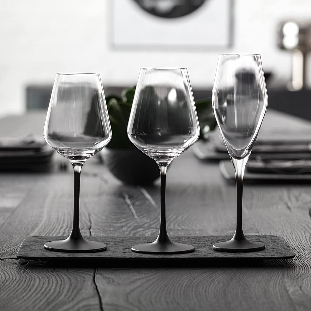 Villeroy & Boch – Manufacture Rock Weissweinglas Set 4 teilig 380 ml, Weissweingläser, Weinglas schw