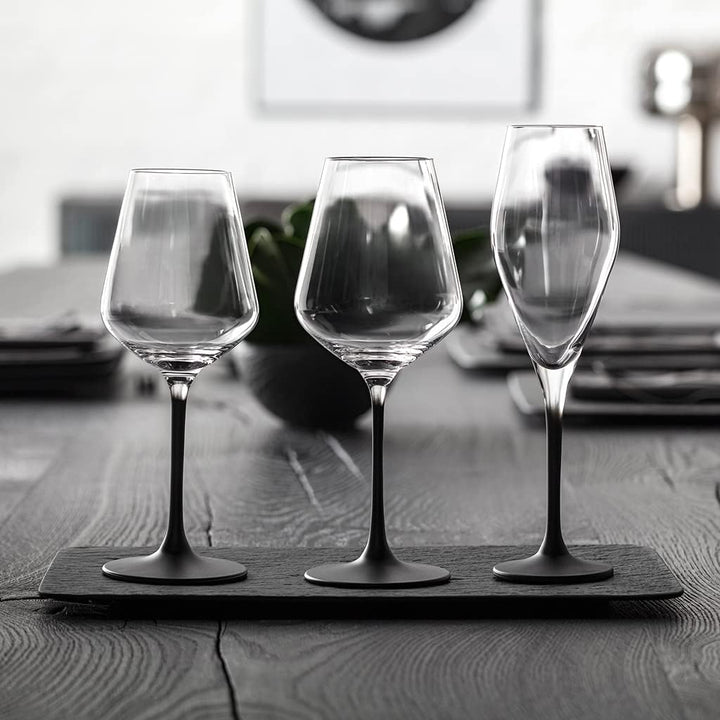 Villeroy & Boch – Manufacture Rock Weissweinglas Set 4 teilig 380 ml, Weissweingläser, Weinglas schw
