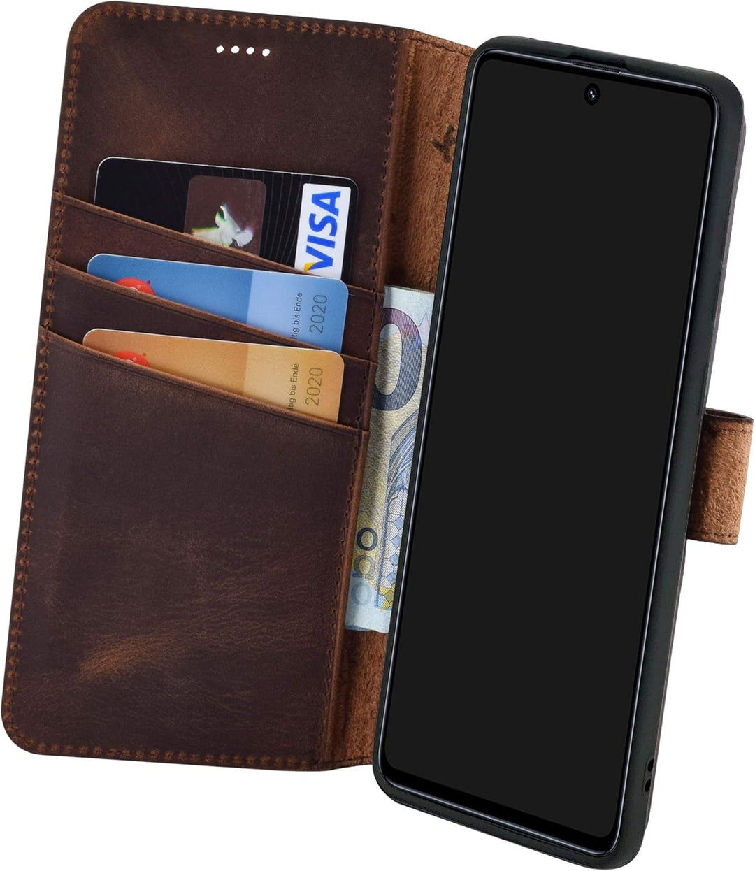 Suncase Book-Style Hülle kompatibel mit Xiaomi Poco X3 NFC Leder Tasche (Slim-Fit) Lederhülle Handyt
