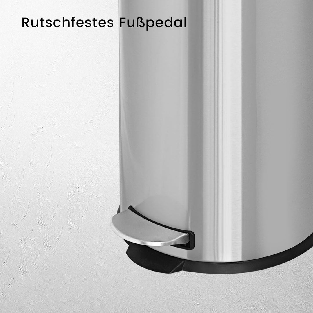 Mülleimer,30L Tretmülleimer mit Softclose-Deckel,30 Liter Abfalleimer mit Fusspedal,Rund Mülleimer m