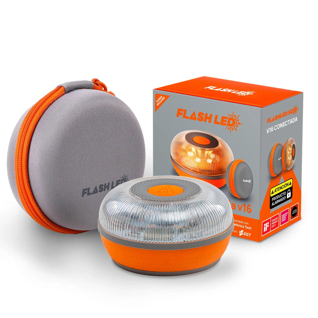 FlashLED Notlicht V16 DGT 3.0 mit Hülle, mit Geolokalisierung, App inklusive, SIM-Karte und kostenlo