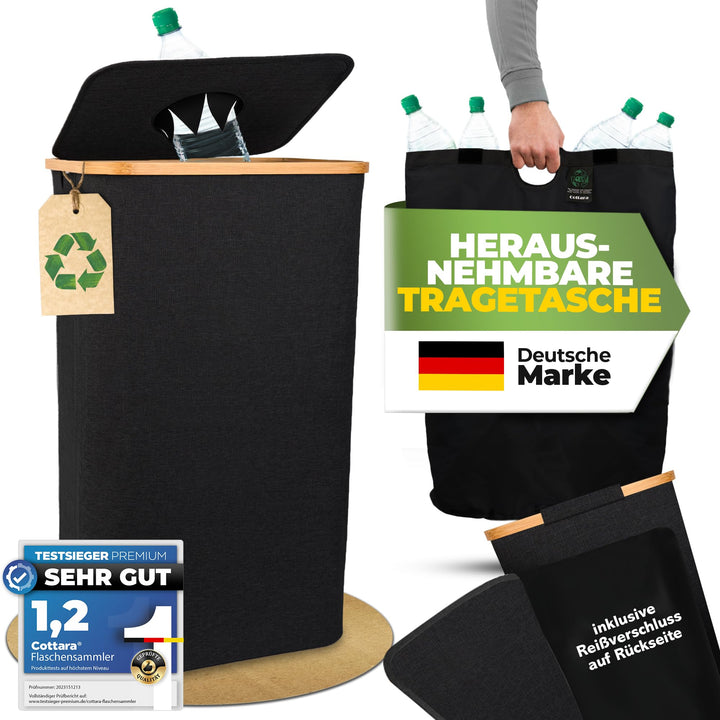 Pfandflaschen Sammelbehälter mit Reissverschluss | Pfandbehälter mit Einwurf | Ideal als Pfandflasch
