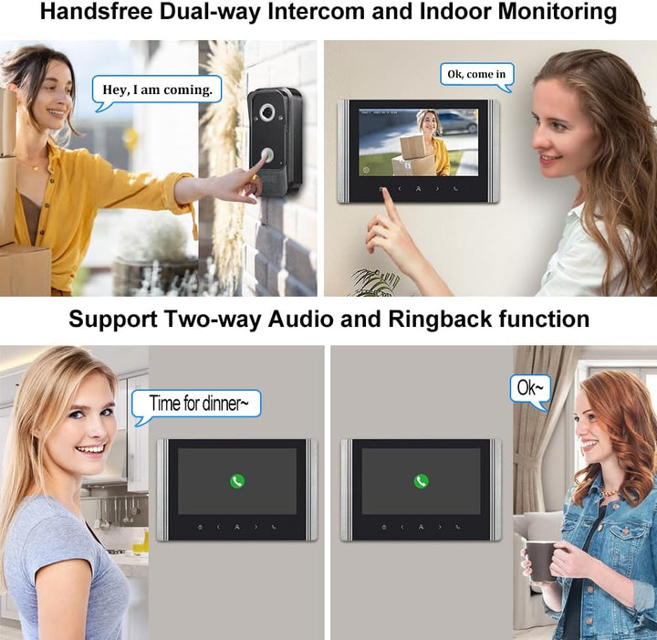 Kabelgebundene Video-Gegensprechanlage, 7-Zoll-Video-Türklingelkamera mit Monitor, Kabelgebundene Vi