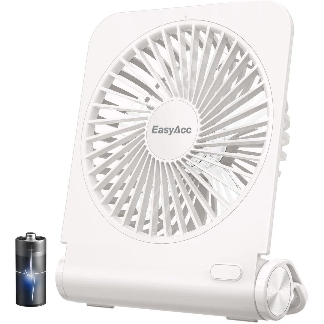EasyAcc Tischventilator Sehr Leise, Tischventilator Batterie Tragbarer USB Ventilator 4000 Akku 4 Ge