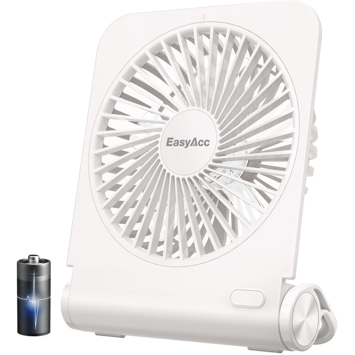 EasyAcc Tischventilator Sehr Leise, Tischventilator Batterie Tragbarer USB Ventilator 4000 Akku 4 Ge