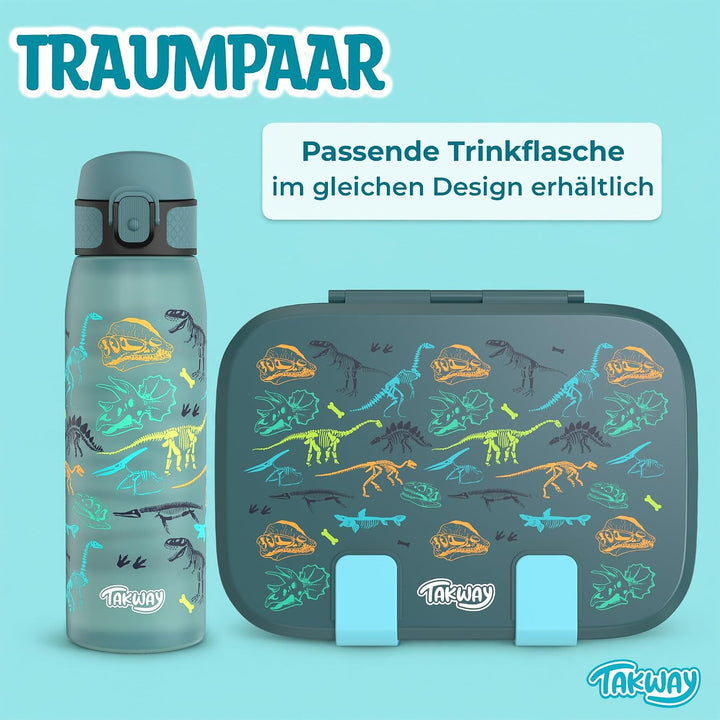 Brotdose Kinder mit Fächern - Bento Box Lunchbox BPA Frei - robust &amp; leicht zu öffnen (Dino), Dino