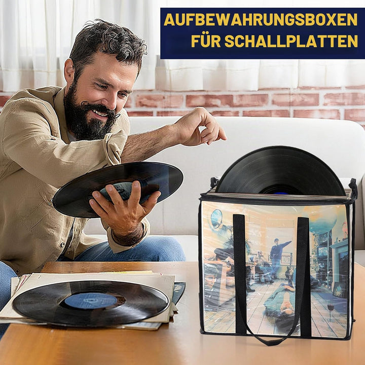 Facmogu 33-U/min-Vinylplatten-Aufbewahrungstasche, durchsichtige PVC-Plattentaschen für Vinyl, fasst