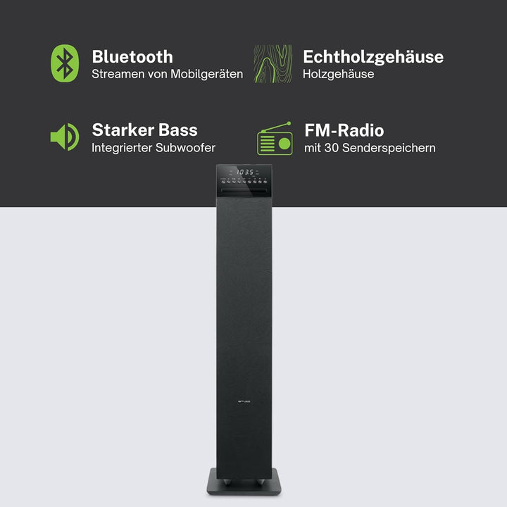MUSE M-1350 BTC Bluetooth Lautsprecher Tower mit integriertem Subwoofer (CD/MP3-Player, FM PLL Radio
