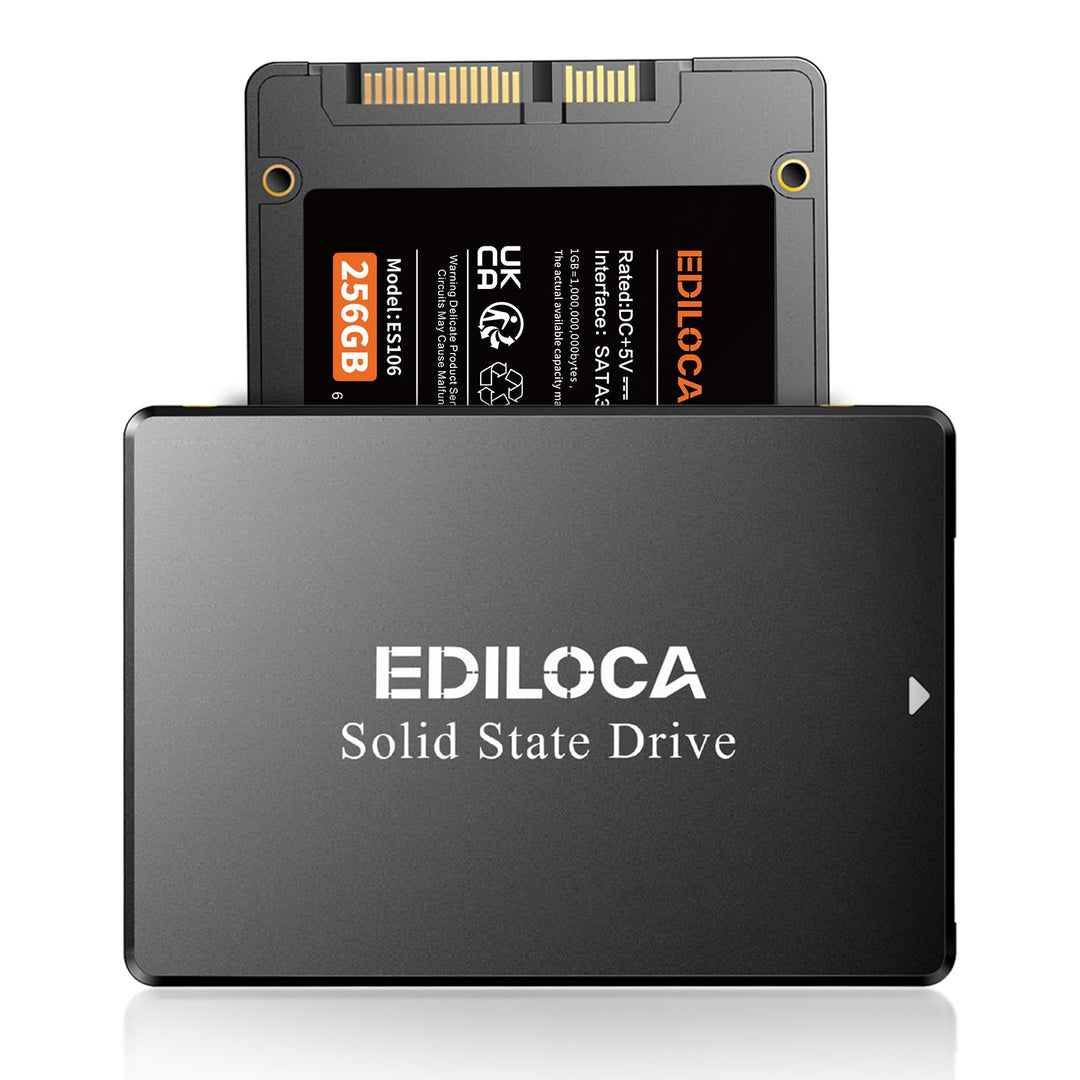Ediloca SSD 256GB, SSD Festplatte Intern, 2.5" SATA III, bis zu 550MB/s, 3D NAND TLC, Kompatibel mit
