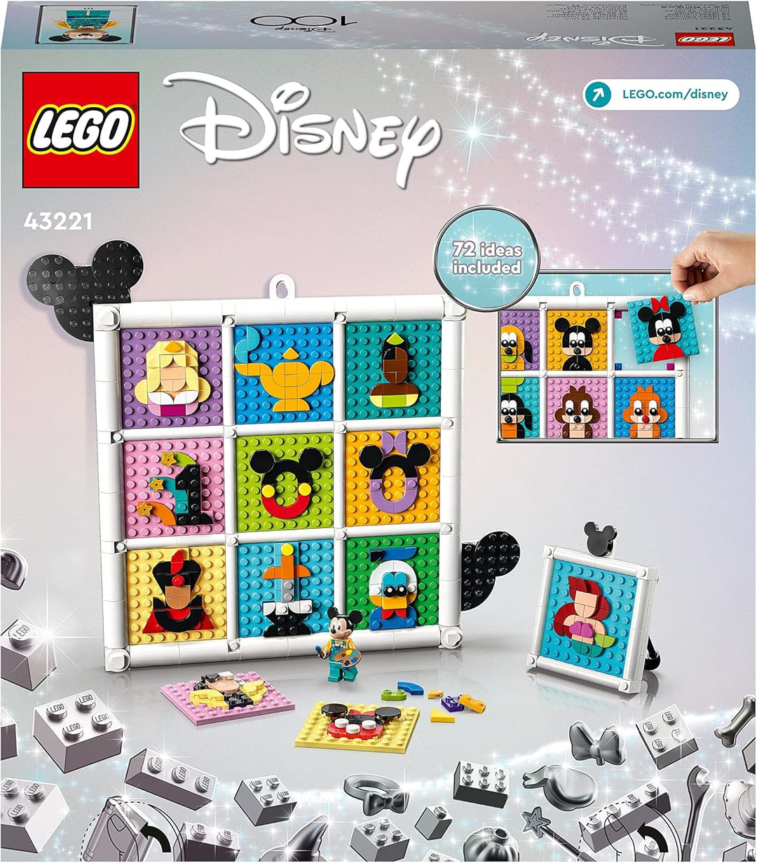 LEGO 43221 | Disney 100 Jahre Disney Zeichentrickikonen, Bastelset und DIY Set als Wandkunst und Sch