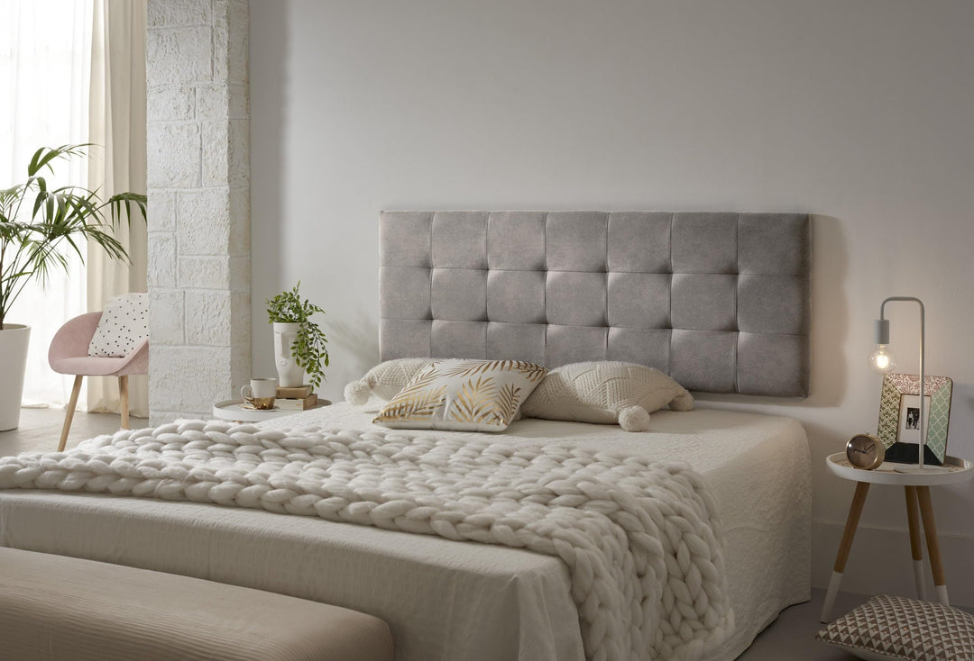 ECCOX - Capitone Bett-Kopfteil mit Karierung, schmutzabweisend, Aquaclean-Stoff, gepolsterter Kopf m